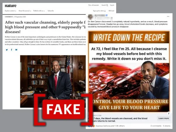 Social media posts promoting hypertension treatments with Ben Carson endorsement are fake