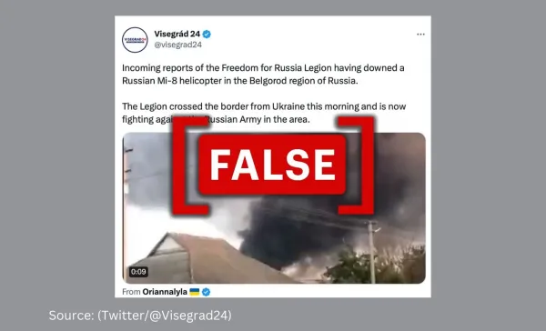Viral footage shows smoke from a fire in Crimea, not a crashed helicopter in Belgorod