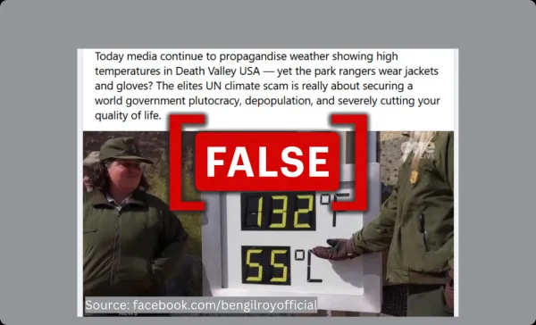 No, footage of park rangers in Death Valley wearing jackets in extreme heat is not evidence that climate change is a hoax