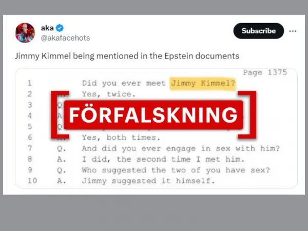 Nej, Jimmy Kimmel nämns inte i de offentliggjorda Epstein-dokumenten