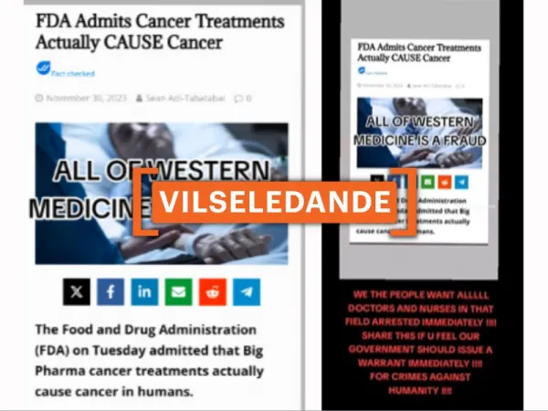 Nej, amerikanska FDA har inte erkänt att alla cancerbehandlingar orsakar cancer