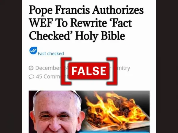 No, Pope Francis has not authorized the World Economic Forum to fact-check the Bible