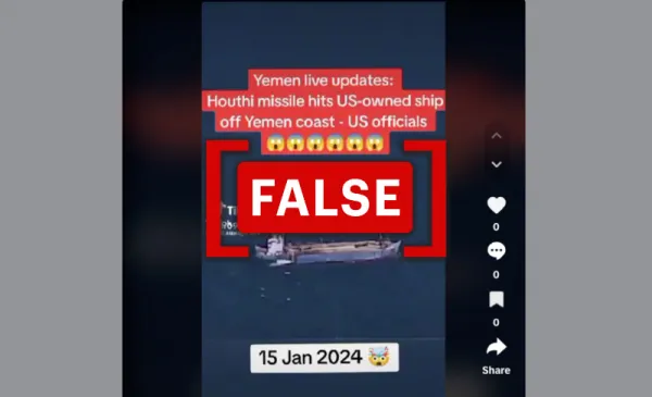 Video does not show U.S. ship sunk by Houthi missile